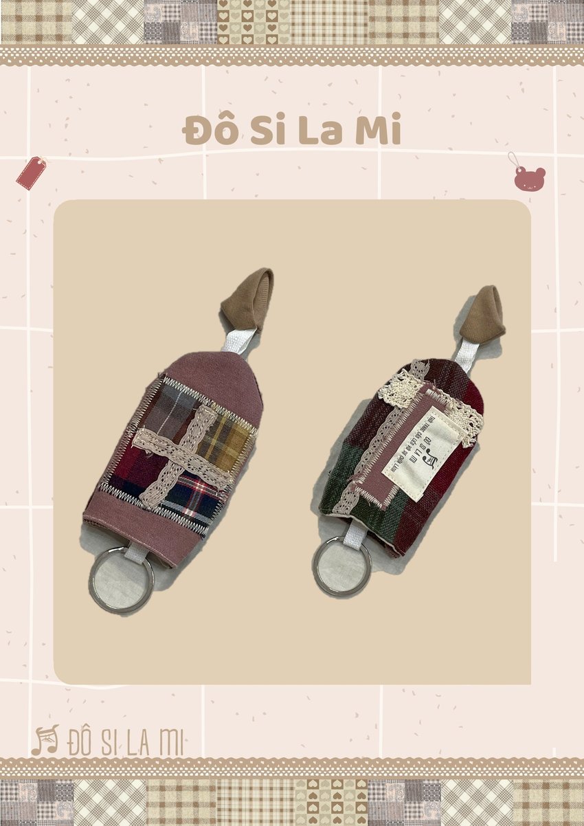 Móc Khóa Vải Jean Phối Đỏ